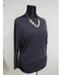 Tunika Amaya Nietoperz z marszczeniami na biodrach - grafitowy